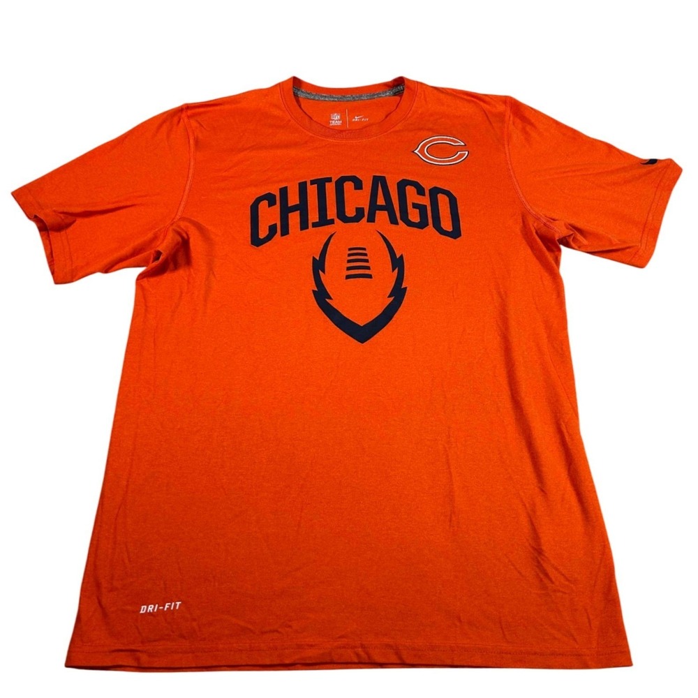 Nike Chicago Bears NFL Dri-FIT Graphic T-Shirt Mens Medium Orange Short Sleeve‎